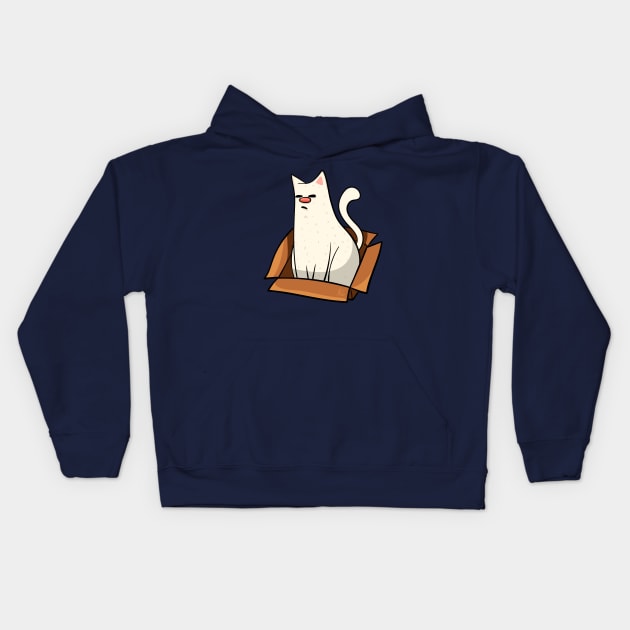 White Cat In A Box Design Kids Hoodie by KPrimeArt